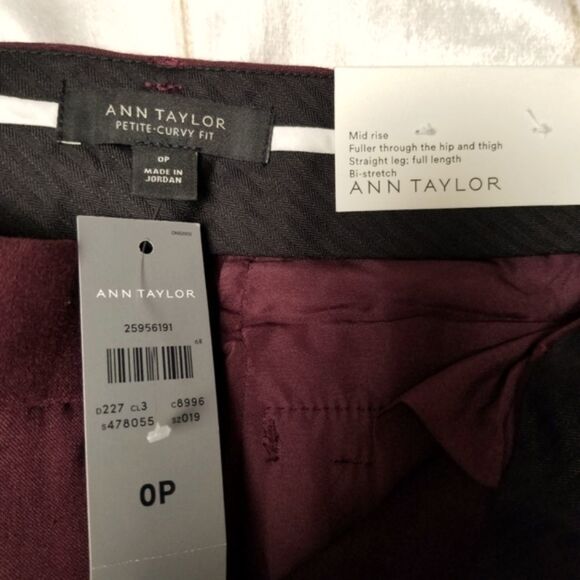 NWT Ann Taylor Curvy Fit Mid Rise Straight Leg Pants 0 Petite - Picture 4 of 8